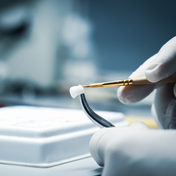 Dental lab technician crafting dental implant restoration