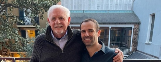 Doctor Colpitts posing with Doctor O'Brien outside of dental office in Tulsa