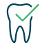 Animated tooth with checkmark representing preventive dentistry